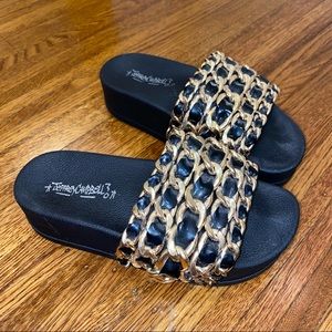 Jeffrey Campbell | Shoes | Jeffrey Campbell Gold Chain Platform Slides Size  6 | Poshmark